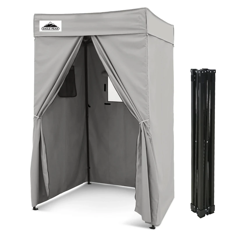 EAGLE PEAK Flex Compact 1.2x1.2m Pop-up Canopy Changing Room, Portable Privacy Dressing Room for Indoor Fashion Photoshoots, Camping, or Pool, Gray