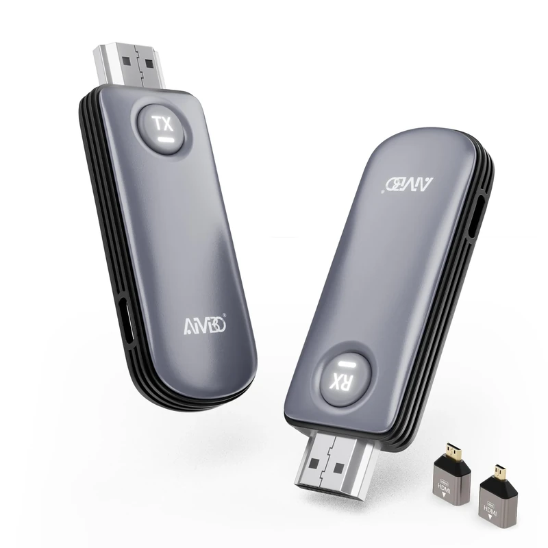 Wireless HDMI Transmitter and Receiver, 4K Decode, 1080P Output, Plug & Play, Wireless HDMI Extender, 50M/165FT, 5G No Delay for Streaming Video/File from Laptop/PC/Camera to Monitor/TV/Projector-Gray