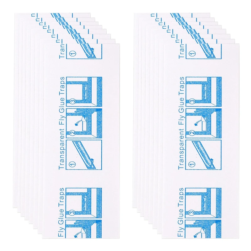 48pcs Window Fly Sticker for Indoors, Sticky Glue Paper Sticky Strips Clear for Outdoors Indoors Home School Restaurant Canteen