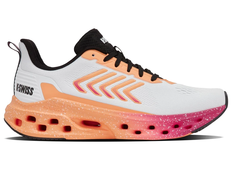 K-Swiss Womens Melrose Tubes Lite Running Shoe, White Peach Cobbler Cabaret Black, 4 UK