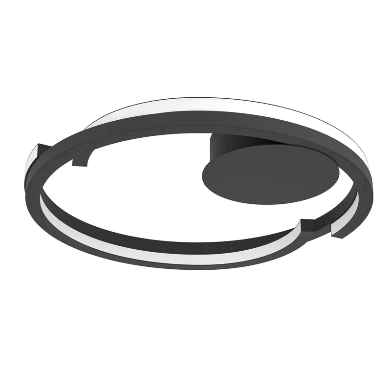 Eglo LED Ceiling Light Fixture Mezzomonte, dimmable lamp for Living Room and Bedroom, Flush Mount Hallway Lighting, Black Metal, Warm to Cool White, Ø 48 cm