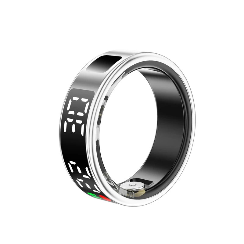 LONGLU Smart Ring with Health Monitoring, Camera Remote Control, Multi-function Display, Gesture Control (Silver, 11)
