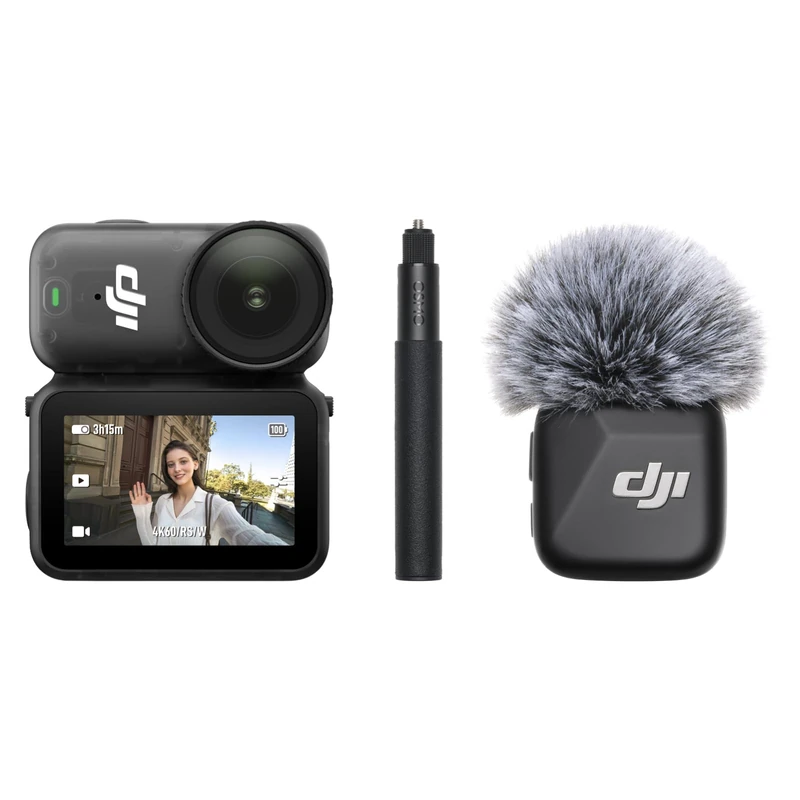 DJI Osmo Nano Vlog Combo (64GB) - 4K Portable Vlogging Camera with Mic Mini TX Black, Hands-Free POVs, 143° Wide FOV, 200-Min Recording, Stabilization, Magnetic Cam for Travel, Vlog