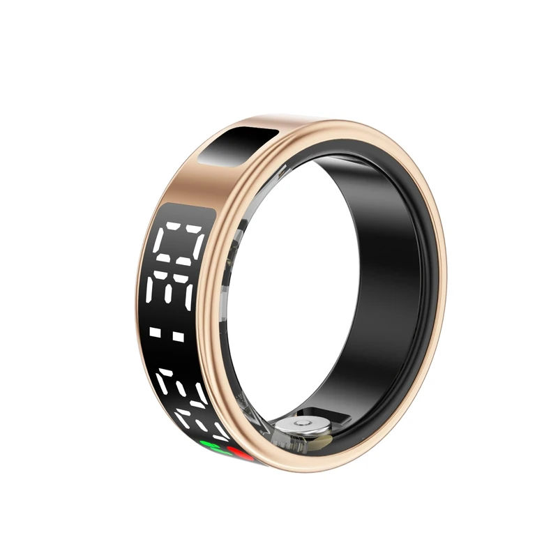 LONGLU Smart Ring with Health Monitoring, Camera Remote Control, Multi-function Display, Gesture Control (Rose Gold, 9)