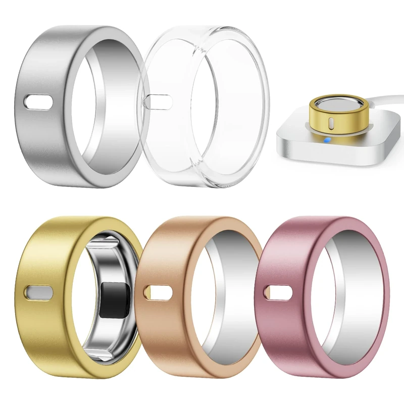 Hexasider 5 Pack Cover Compatible with Ring Gen 4/Gen 3 Horizon/Heritage Protector, Anti-Scratch TPU Matt Case for Women Men Working Out Gym, Support Charging with Cover on, Size 8