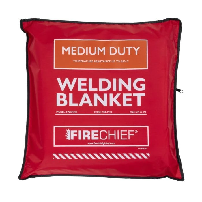 Firechief Hot Works Welding Blanket Medium Duty 2 x 3m – Dual-Sided Vermiculite Fiberglass Cloth, Heat Resistant to 850°C, Fire Resistant Mat with Kevlar Stitching & Eyelets