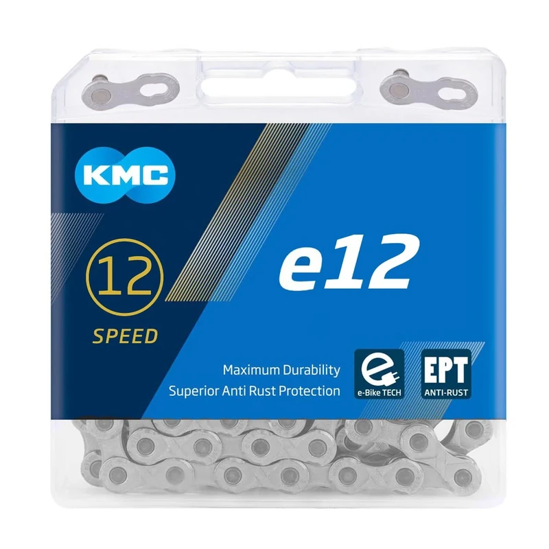 KMC e12 12-Speed e-Bike Chain, 130 Link, EPT (Dark Silver)