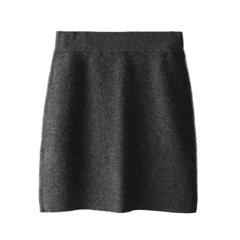 Women's Merino Wool Skirts Mini Slim Short Above Knee Wool Skirt
