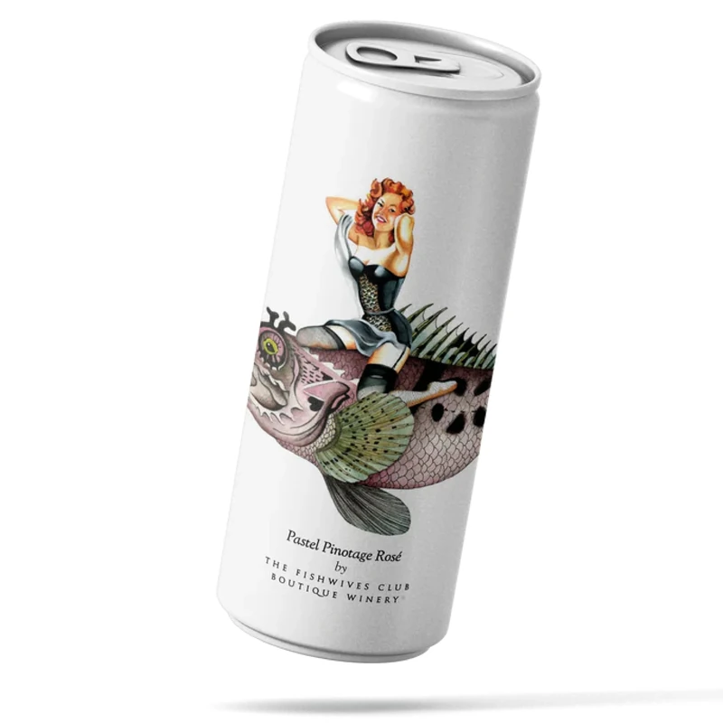 The Fish Wives Club Boutique Pinotage Rosé – South African Rosé Wine in Cans, 12 x 250ml (12.5% ABV) – Candy-Floss & Strawberry Notes, Chillable, Recyclable & Party-Ready
