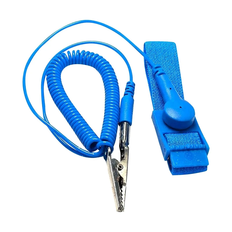 Anti Static Wrist Strap, Antistatic Wristband with Grounding Wire and Alligator Clips, Band ESD Discharge, Prevents Build up of Static Electricity(Color:Blue)