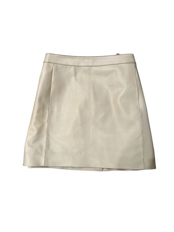 Women's Genuine Leather High Waist Skirt Office Lady Slim Mini Short Pants Skirt Style Khaki