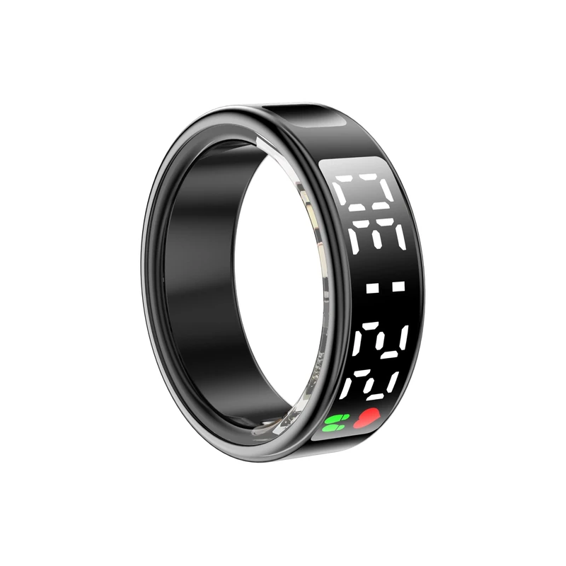 LONGLU Smart Ring with Health Monitoring, Camera Remote Control, Multi-function Display, Gesture Control (Black, 11)