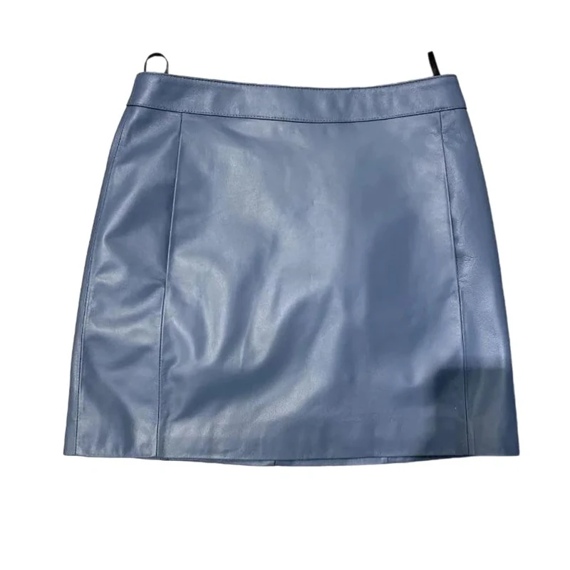 Women's Genuine Leather High Waist Skirt Office Lady Slim Mini Short Pants Skirt Style