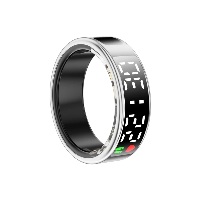 LONGLU Smart Ring with Health Monitoring, Camera Remote Control, Multi-function Display, Gesture Control (Silver, 13)