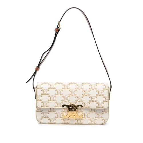 Celine Pre-Loved Triomphe Coated Canvas Claude Shoulder Bag