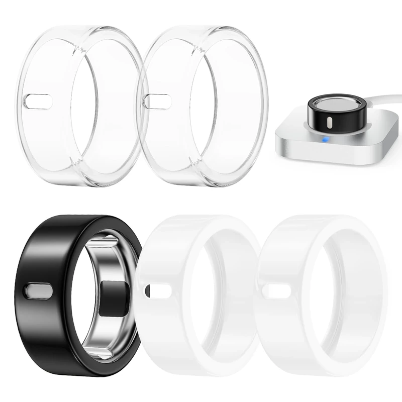 Hexasider 5 Pack Cover Compatible with Ring Gen 4/Gen 3 Horizon/Heritage Protector, Anti-Scratch TPU Case for Women Men Working Out Gym, Support Charging with Cover on, Size 8