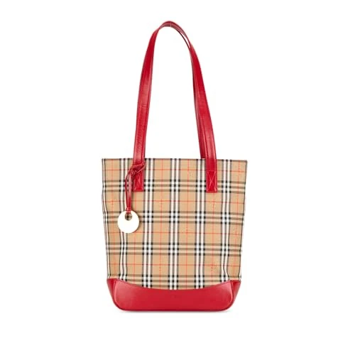 BURBERRY Pre-Loved Haymarket Check Canvas Tote