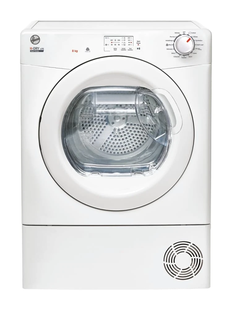HLEH8A1LE-80 H-Dry 300 Heat Pump Tumble Dryer with Aquavision, 8kg Capacity, A+ Energy Rated, White, Sensor Drying, Easy Empty Water Container, Delay Start, Woolmark Approved