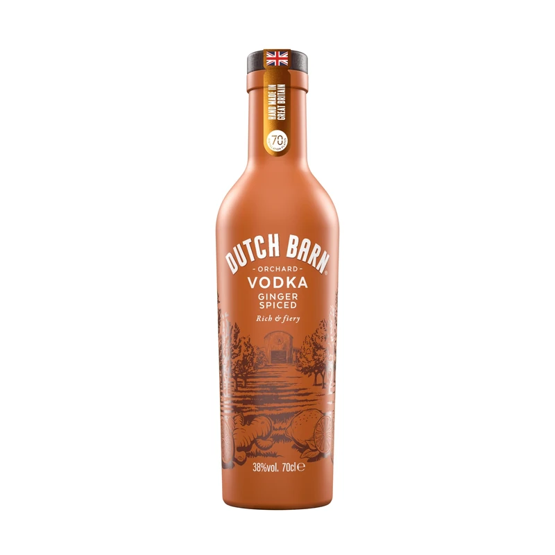 Dutch Barn Ginger Spiced Vodka | Rich, Fiery & Bold | Handcrafted with Fresh Ginger, a Dash of Citrus & Warming Spices | 70cl | 38% ABV | Co-owned By Ricky Gervais | Made From British Apples