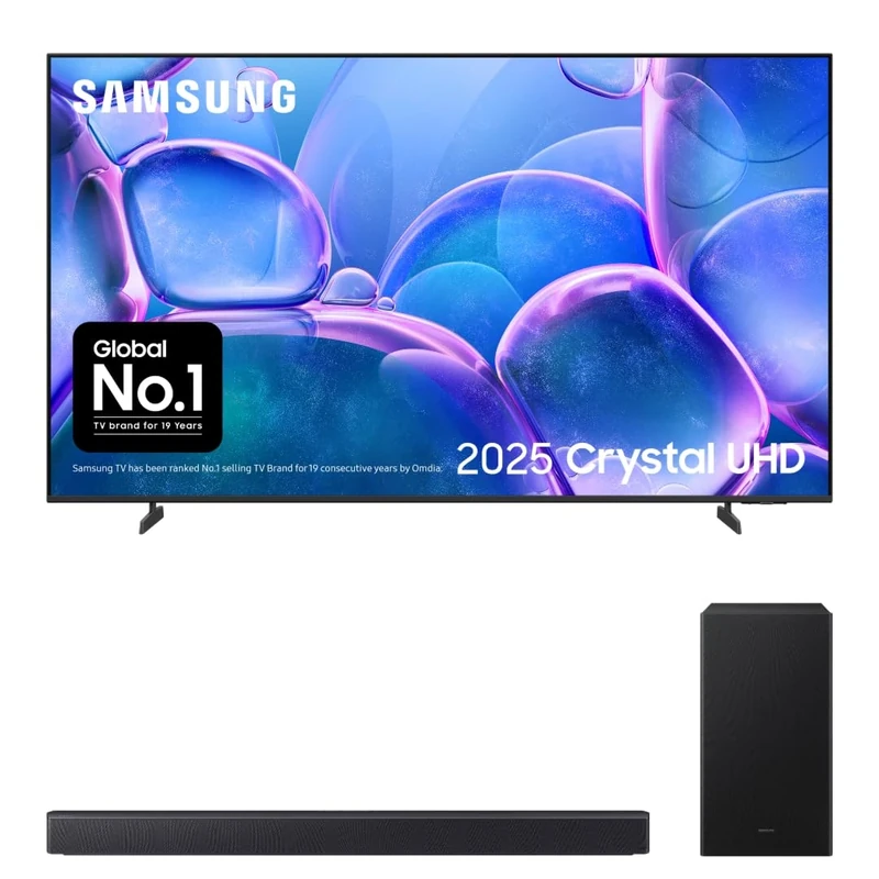 Bundle of Samsung Crystal UHD 65" U7000F 4K Smart TV + Samsung B46CF 2.1ch B-series Soundbar with Subwoofer (2025)