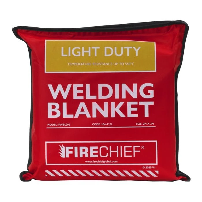 Firechief Hot Works Welding Blanket Light Duty 2 x 2m – Dual-Sided Silicone Coated Fiberglass Cloth, Heat Resistant to 550°C, Fire Resistant Welding Mat with Kevlar Stitching & Eyelets