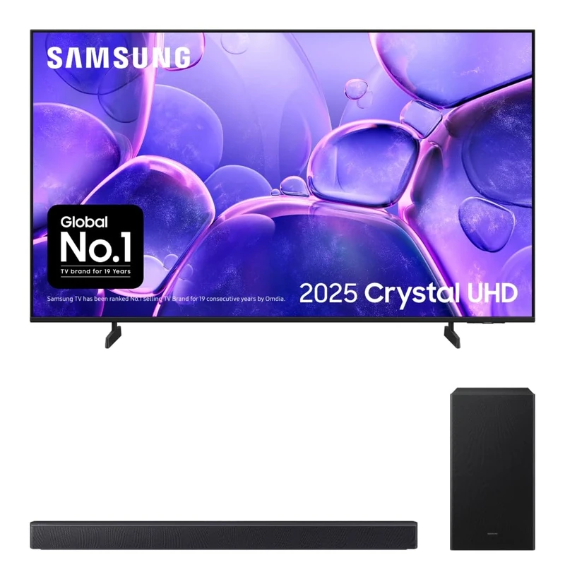 Bundle of Samsung Crystal UHD 43" U8000F 4K Smart TV + Samsung B46CF 2.1ch B-series Soundbar with Subwoofer (2025)