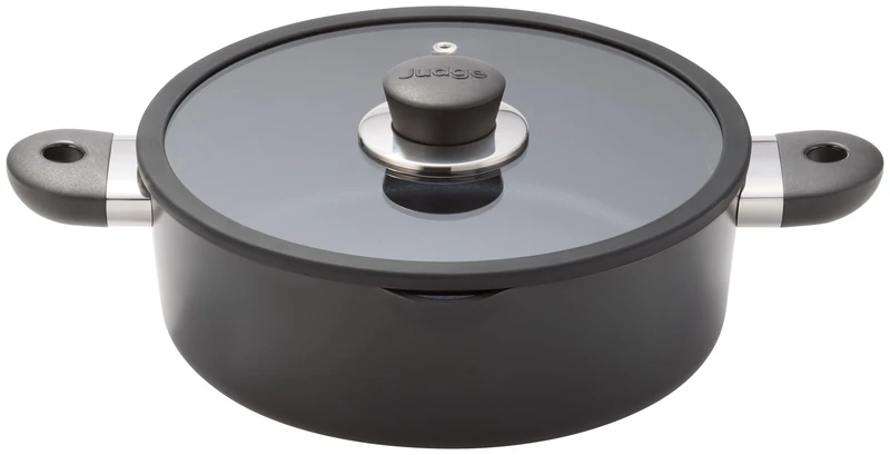 Judge Vista Ceramic 24cm Shallow Casserole Pan – 2.5L, Aluminium Base with Non-Stick Ceramic Coating, Stay Cool Handles, Induction Suitable, Dishwasher Safe