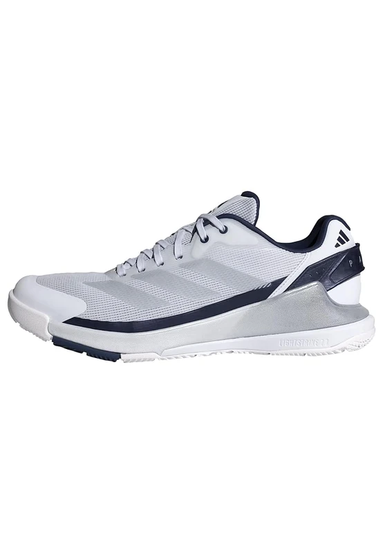 adidas Men's Crazyquick Lightstrike Padel Shoes, FTWR White/Silver met./Dark Blue, 11.5 UK