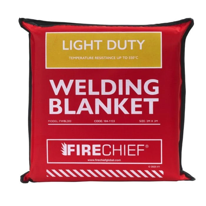 Firechief Hot Works Welding Blanket Light Duty 2 x 3m – Dual-Sided Silicone Coated Fiberglass Cloth, Heat Resistant to 550°C, Fire Resistant Welding Mat with Kevlar Stitching & Eyelets
