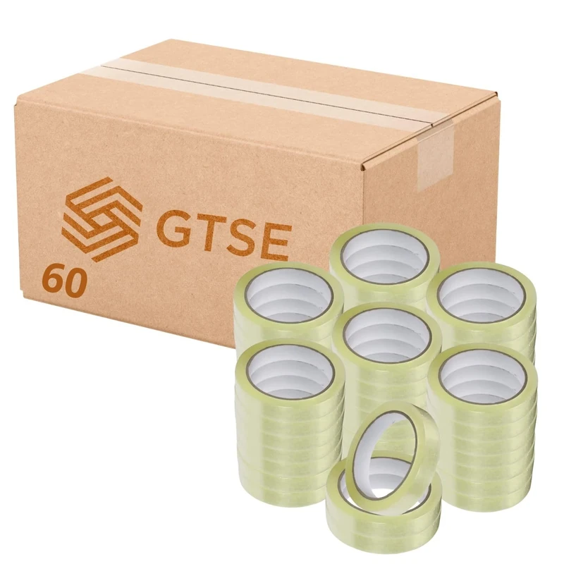 GTSE 60 Pack of Cellotape, 24mm x 66m per roll, Gift Wrap Clear Tape for Christmas and Birthdays, Crafts, Packaging Sellotape, Parcel Tape, Compatible with Dispensers