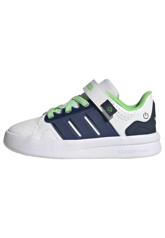 adidas Unisex Kids Lightorama Court Children Shoes, FTWR White/Night Indigo/Screaming Green, 12.5 UK Child