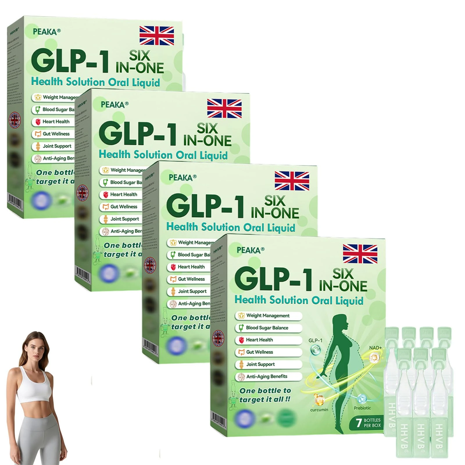 Peaka GLP-1 Six-in-One, Advanced GLP-1, Multi-Action GLP1, Natural Herbal Peaka GLP1 Six in One for All Men and Women (4 Pack)