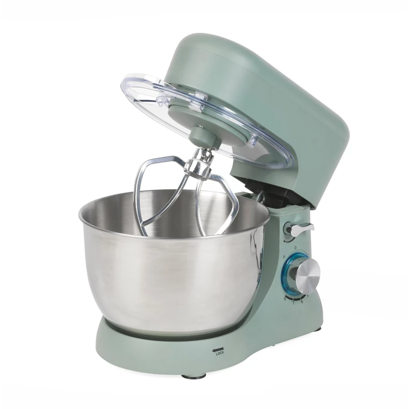 Progress Go Bake Stand Mixer - Large Electric Beater with 4L Stainless Steel Mixing Bowl, 8 Speeds and Pulse Function, Mixing Hook, Dough Hook and Whisk Attachments, Splash Guard, 1300W, Teal - Image 1