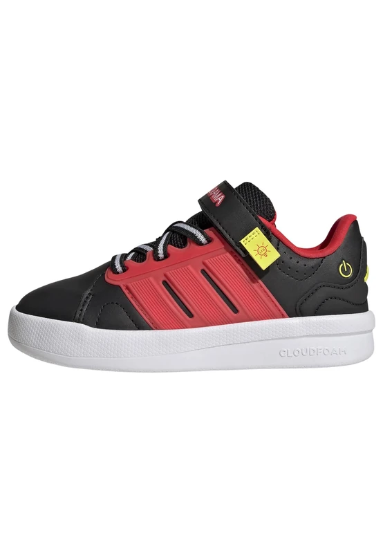 adidas Unisex Kids Lightorama Court Children Shoes, core Black/Lucid red/Solar Lemon, 2 UK