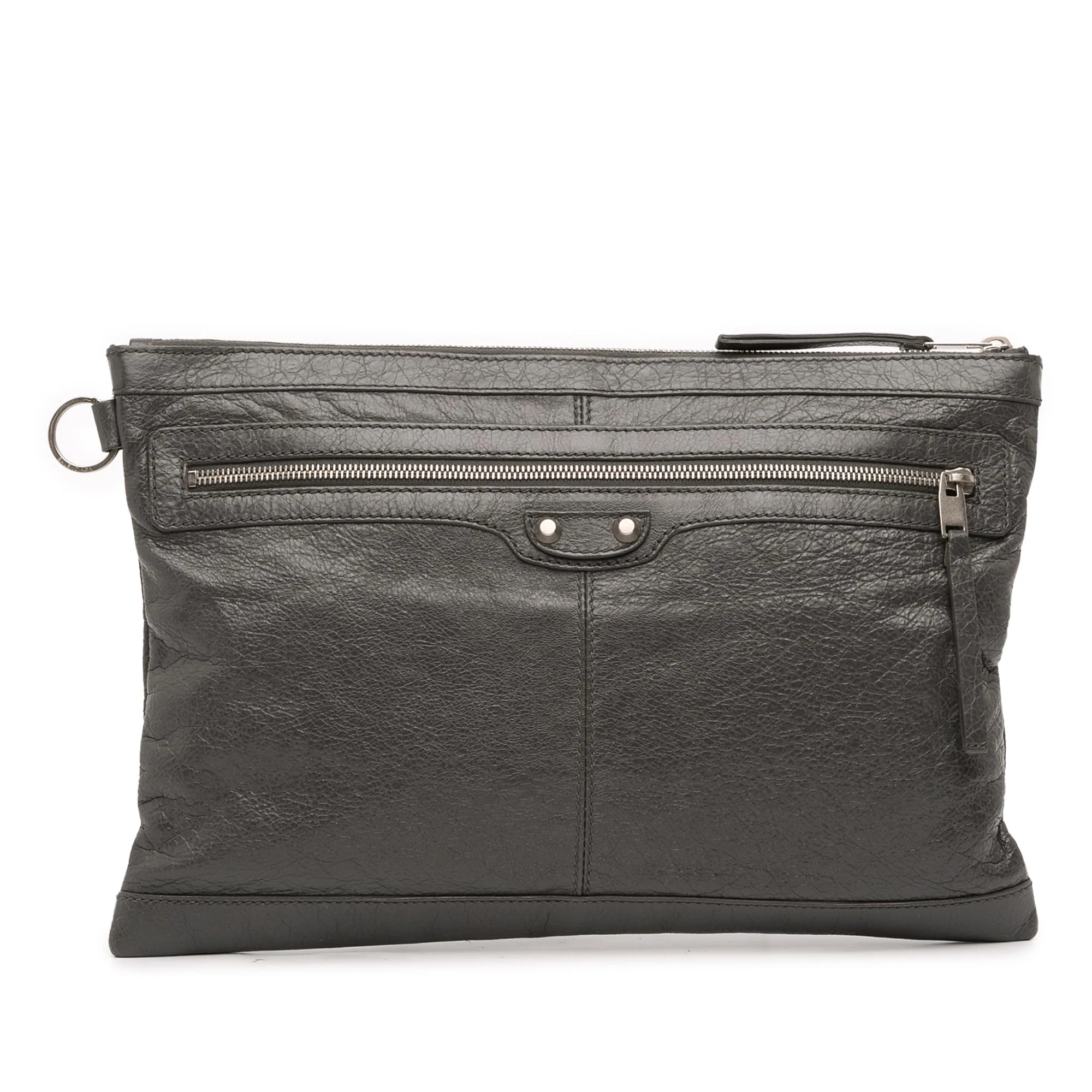 Balenciaga Pre-Loved Lambskin Motocross Classic Clip L Clutch