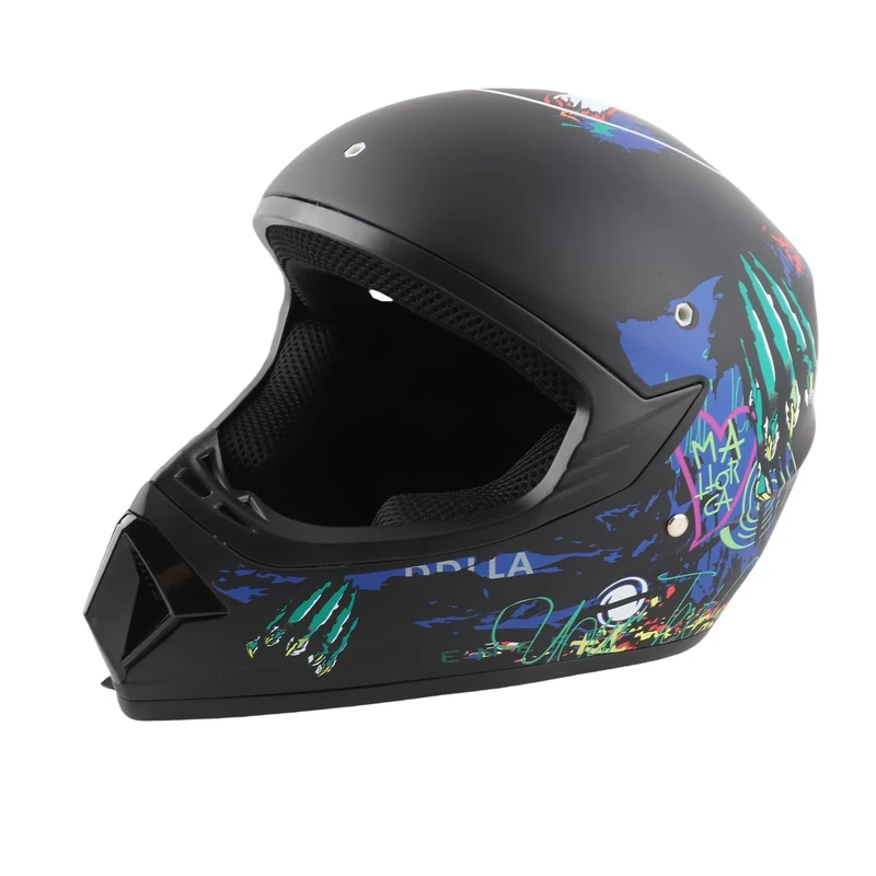 HELEVIA Motocross Helmet, Off Road Motorcycle Helmet, for Kids Adults ABS+EPS Shell Lightweight Impact Resistant with Goggles Gloves Face Cover 4-Piece Set (5)