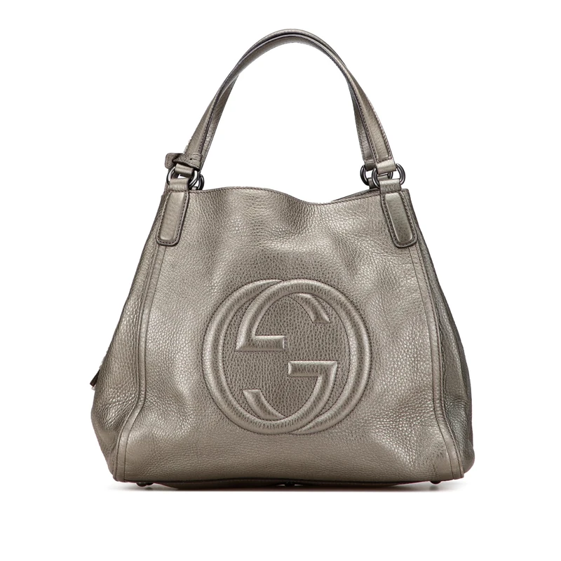 Gucci Pre-Loved Medium Metallic Leather Soho Cellarius Tote