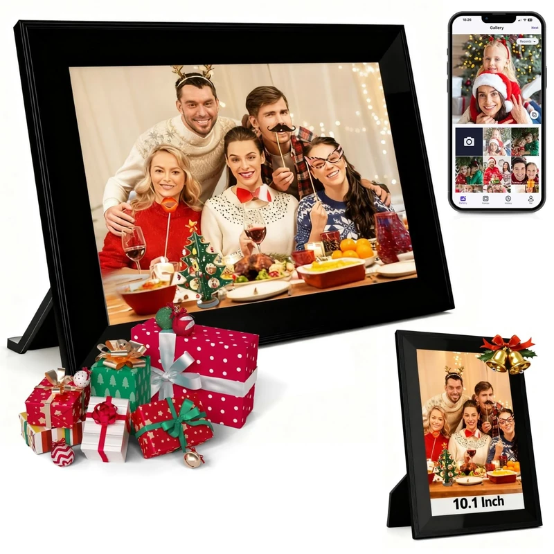 Trovoro Digital Photo Frame 10.1 Inch Digital Photo Frame with 32GB Storage, WiFi, IPS Touch Screen, HD Display, Auto-Rotate Slideshow, SD Card Slot, Share Photos & Videos Remotely