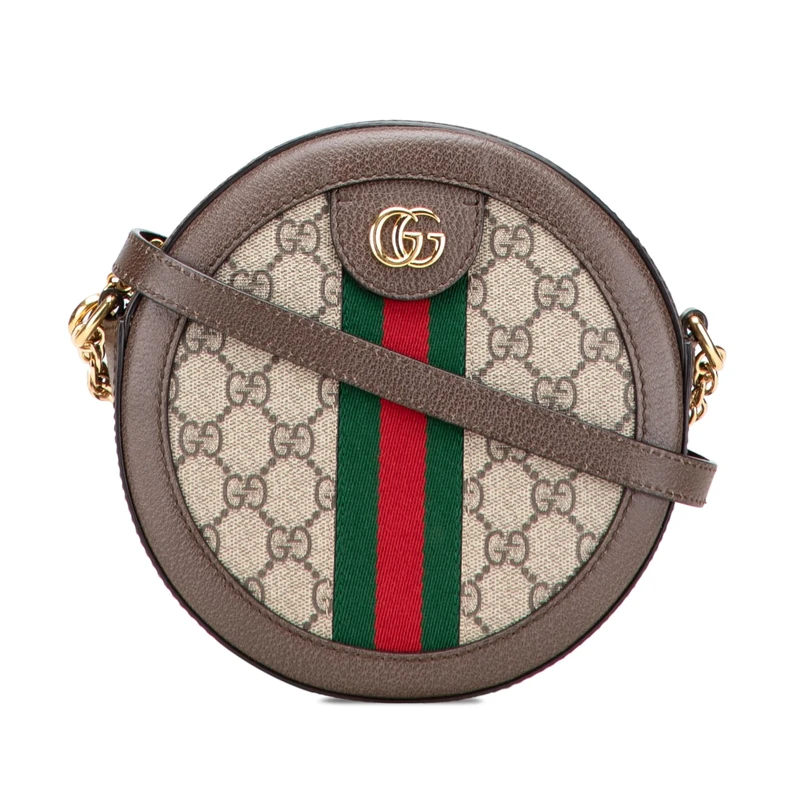 Gucci Pre-Loved Mini GG Supreme Round Ophidia Crossbody Bag