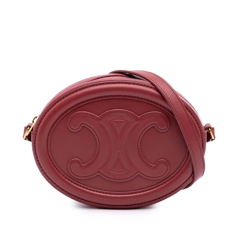 Celine Pre-Loved Small Calfskin Cuir Triomphe Oval Crossbody Bag