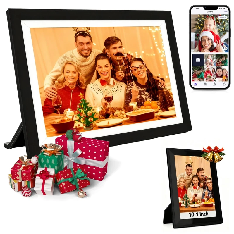 Trovoro Digital Photo Frame 10.1 Inch Digital Photo Frame with 32GB Storage, WiFi, IPS Touch Screen, HD Display, Auto-Rotate Slideshow, SD Card Slot, Share Photos & Videos Remotely