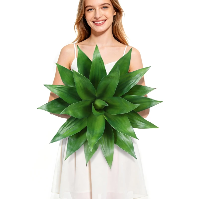 Wertuirk Artificial Agave Plant - UV Resistant Realistic Fake Outdoor Plants, Low Maintenance Indoor/Outdoor Décor for Home, Garden, Patio (Green, Large)