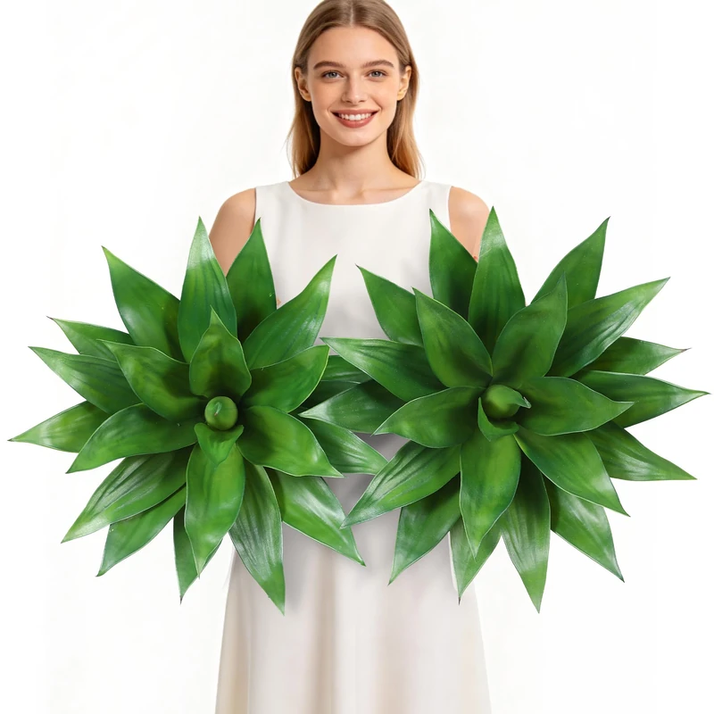 Wertuirk Artificial Agave Plant - UV Resistant Realistic Fake Outdoor Plants, Low Maintenance Indoor/Outdoor Décor for Home, Garden, Patio (Green×2, Large)
