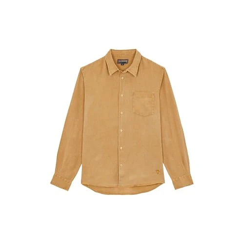 Vilebrequin, Linen Shirt Natural Colors, XXL, Mocha