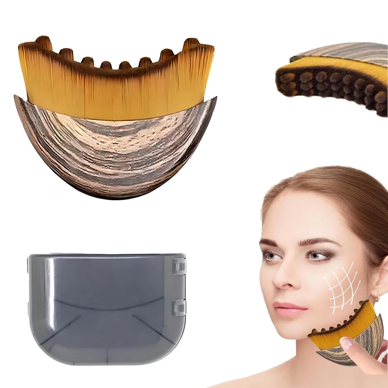RAINWOOD Lymphatic Contour Face Brush – Soft Bristle Lymphatic Drainage Massager, Facial Sculpting Tool for Chin & Jawline, Gentle Lymphatic Face Brush for Daily Skincare & Spa Treatments