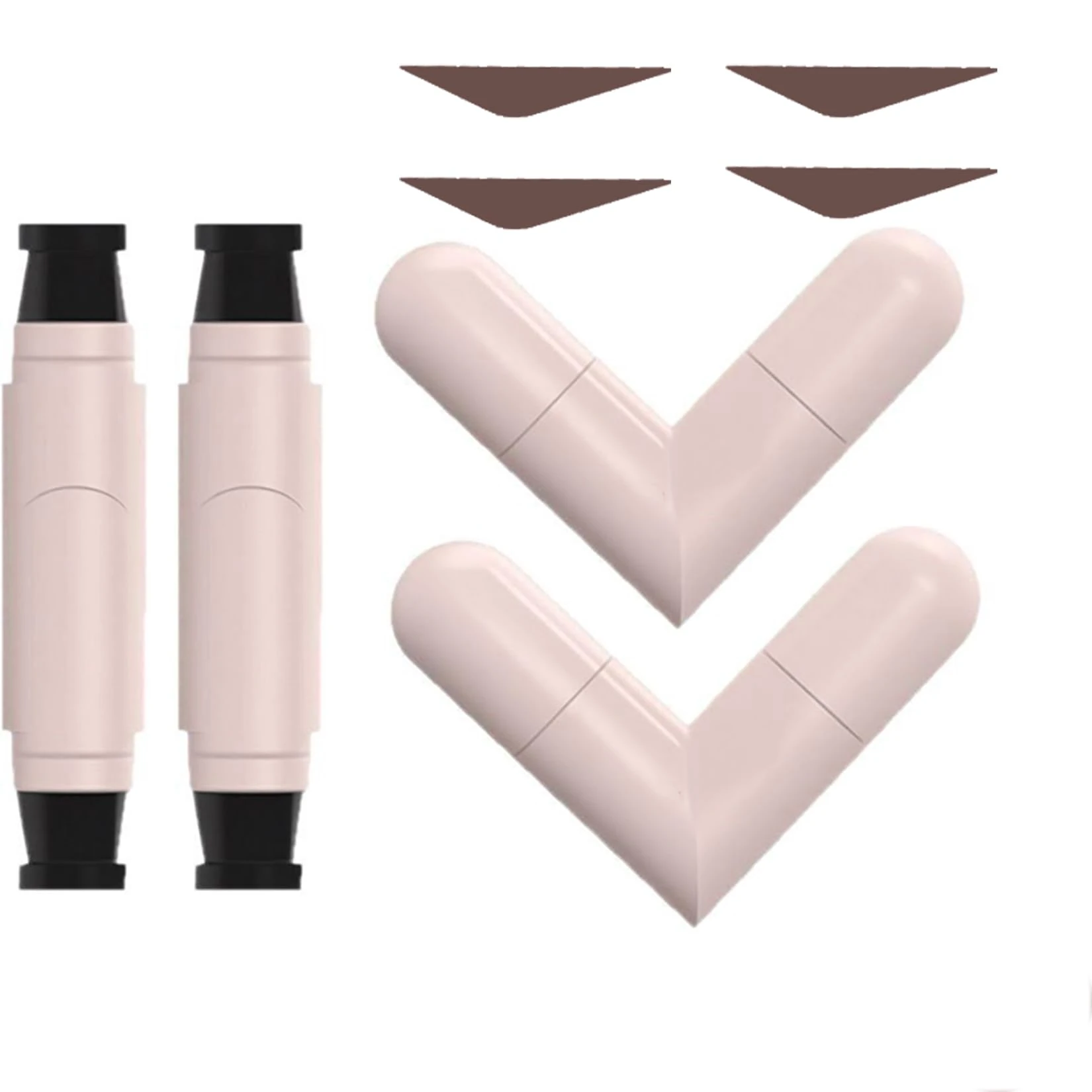 Foldable Winged Eyeliner Stamp Pen with Colors & Styles - Smudge Proof Waterproof Gel Liner Dual-Ended Design for Beginners Professionals Long-Lasting Makeup Tool (2PCS-Brown)