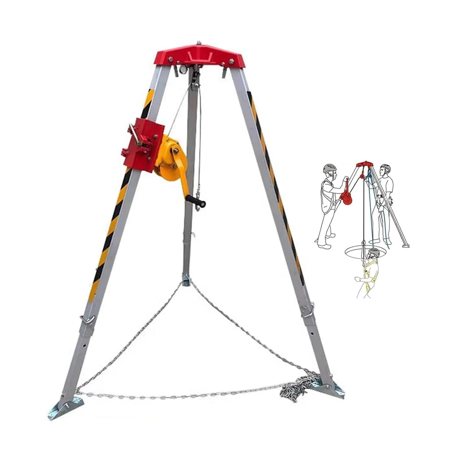 WQPMNYG Heavy-Duty Tripod for Confined Spaces - 2600LBS Winch & Safety Harness for Aerial Work, Emergency Rescue, Ship Cabins, and Sewers - Ideal for High-Altitude Jobs