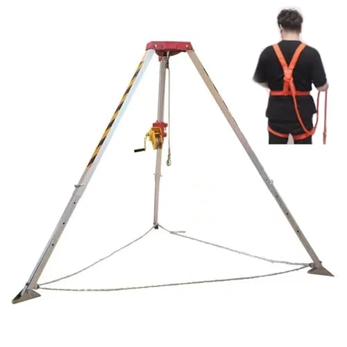 WQPMNYG Aluminum Tripod for Confined Spaces, 32.8' Fall Protection Rescue Equipment for Wells, Basements, Tunnels, Sewers, Emergency Tripods for Safe Lifting and Access