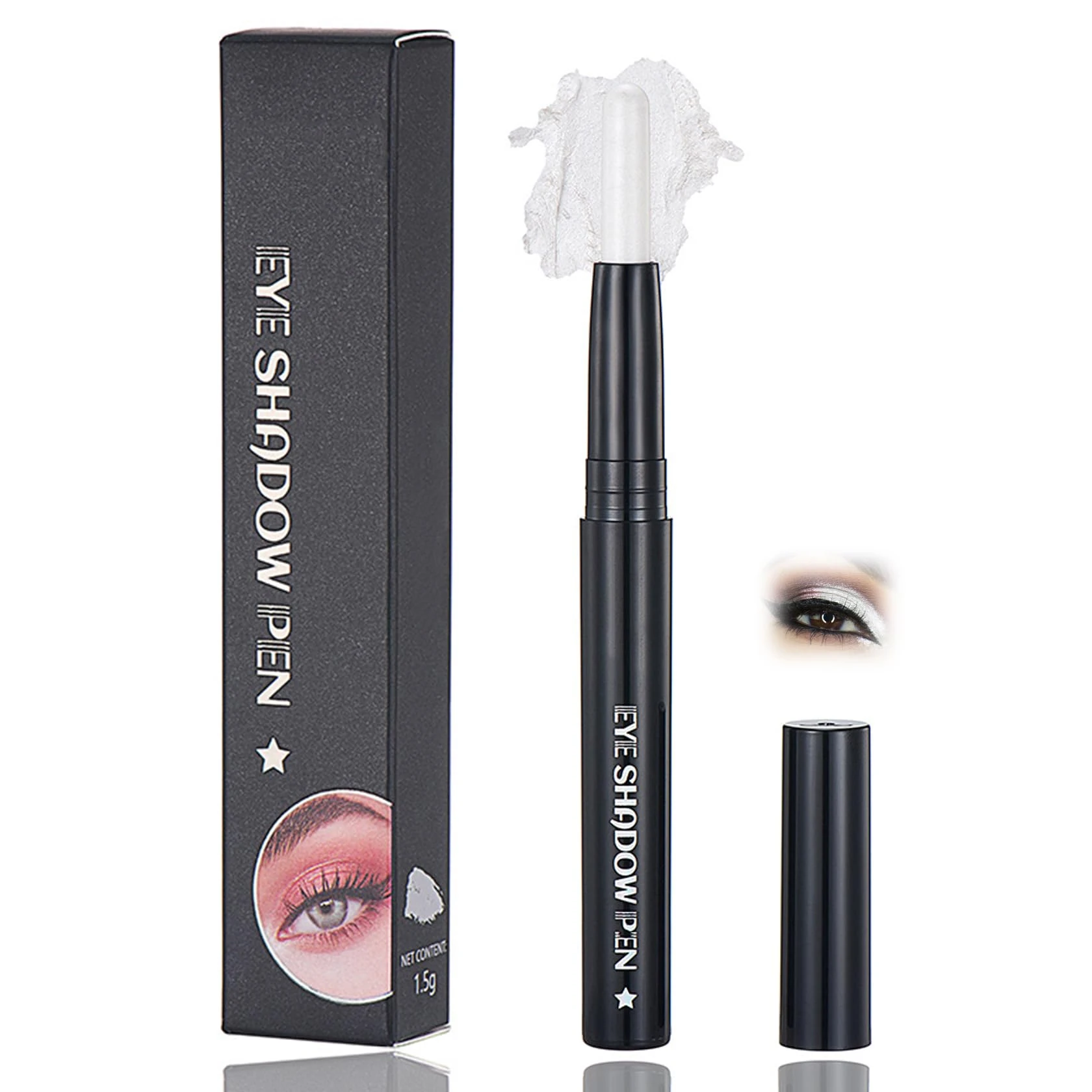 Pearl White Cream Eyeshadow Stick – Waterproof Long-Lasting Shimmer Shadow Pen, Smudge-Proof Twist-Up Pencil for Smoky Eye Makeup, Highlighter & All-Day Wear (08#Pearl White)