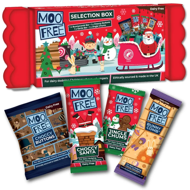 Moo Free Christmas Cracker Selection Box | Dairy Free & Vegan | Stocking Filler & Gift Box